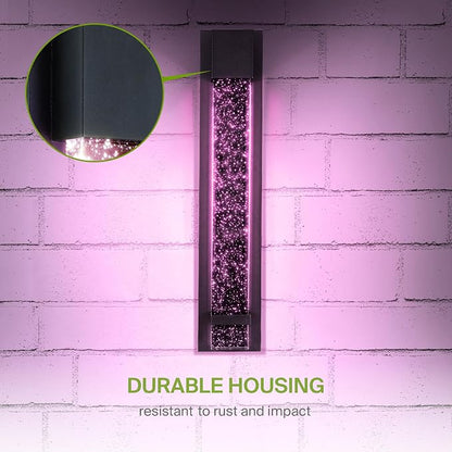 ASD LED 24" Bubble Glass Wall Light Fixture, Outdoor & Indoor Seeded Sconce | RGBW, Smart, Waterproof, ETL Listed | 9W 250LM 3000-5000K 100-277V | Exterior Lantern, Porch Lighting | Black