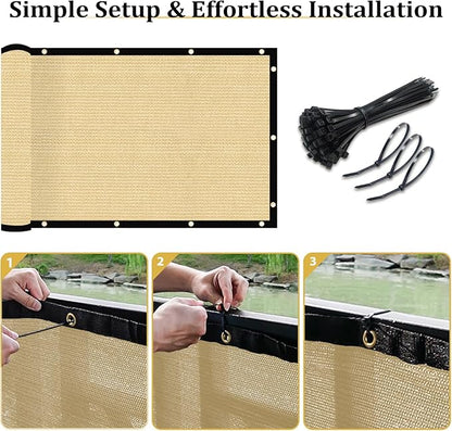 Shade&Beyond 4' X 50' Fence Privacy Screen Heavy Duty 170 GSM Fencing Mesh Shade Net Cover for Wall Garden Back Yard Outdoor Home Decoration, Sand