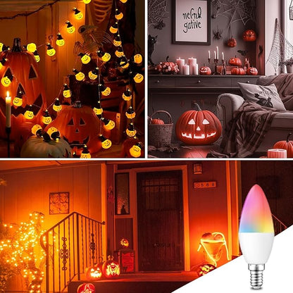 C37E12 LED Bulb,Wi-Fi Smart LED Light Bulb, Dimmable(3000-6000K), Remote Control,Decorative Candle Lamp for Stage Home Decor, 4Pack