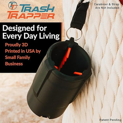 Trash Trapper Car Trash Can Cup Holder | Mini Car Trash Can | Fits in Most Doors | 5.1" x 2.9" | Traps More & Empties Less, Patent-Pending Compaction, Holds Weeks of Small Garbage, Black