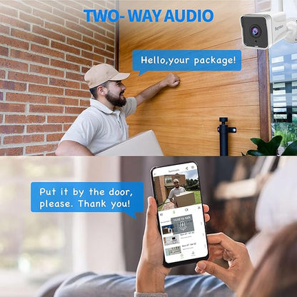 Septekon 4 Pack Outdoor Security Camera 2K，WiFi Cameras for Home Security Outside with Motion Detection Tracking, Night Vision, Two-Way Audio, IP66 Weatherproof, 2.4GHz Wi-Fi, Compatible with Alexa