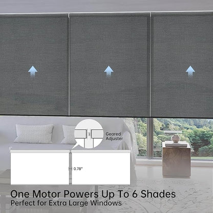 Motorized Coupled Shades, Light Filtering Smart Blinds for Large Windows Automatic Blinds Compatible with Alexa, Electric Roller Shades Customized for Living Room Home Office(Black)