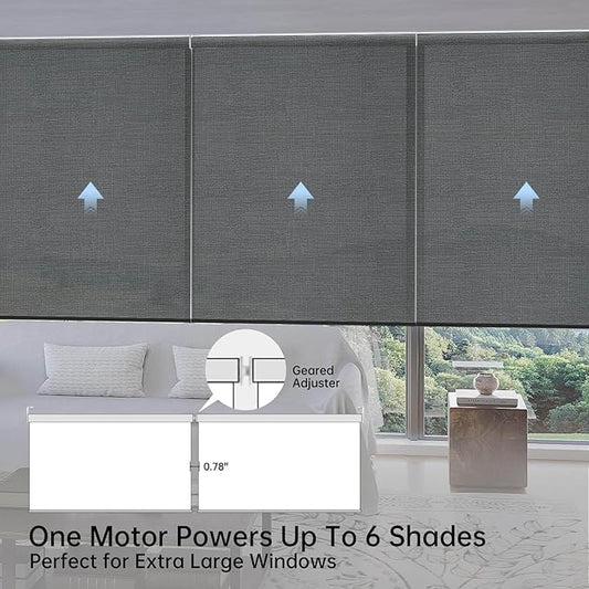 Motorized Coupled Shades, Light Filtering Smart Blinds for Large Windows Automatic Blinds Compatible with Alexa, Electric Roller Shades Customized for Living Room Home Office(Black)