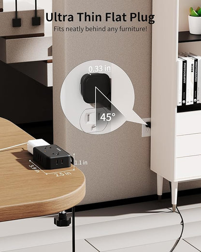 HOPOW Desk Clamp Power Strip, 2 Pack Desktop Mount Charging Station with 4 Outlets 4 USB Ports (2 USB C), 10Ft Under Desk Power Strip, Fits 2.75" Tabletop Edge, Extension Cord for Home Office, Black