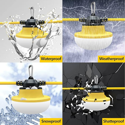 New 200FT Construction String Lights LED Industrial Grade Best for Construction Sites,Renovation, Walkways,Patio,Mine cave,Outdoor Lighting Solutions Use,Free for Climbing Hook 2Prong