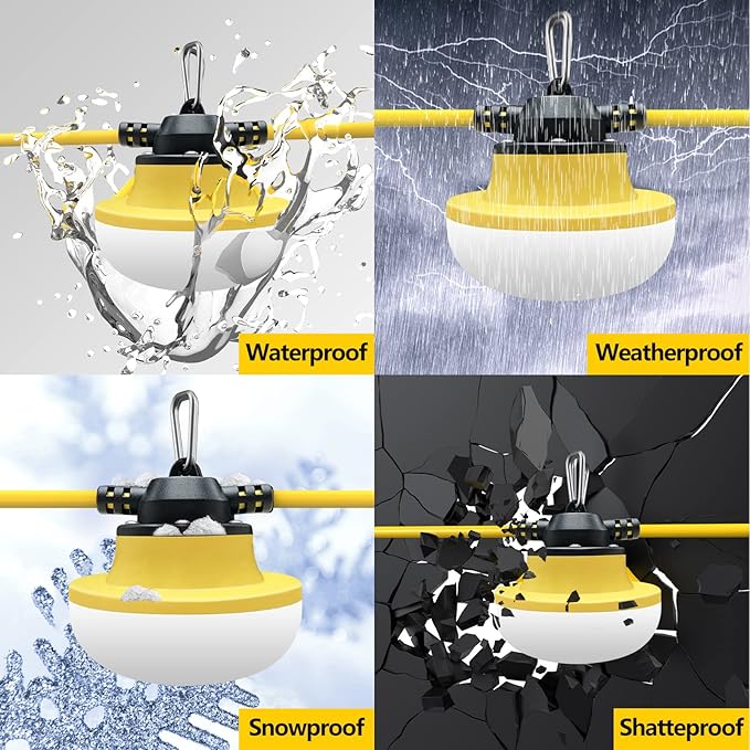 New 100FT Construction String Lights LED Industrial Grade Best for Construction Sites,Renovation, Walkways,Patio,Mine cave,Outdoor Lighting Solutions Use,Free for Climbing Hook 3Prong