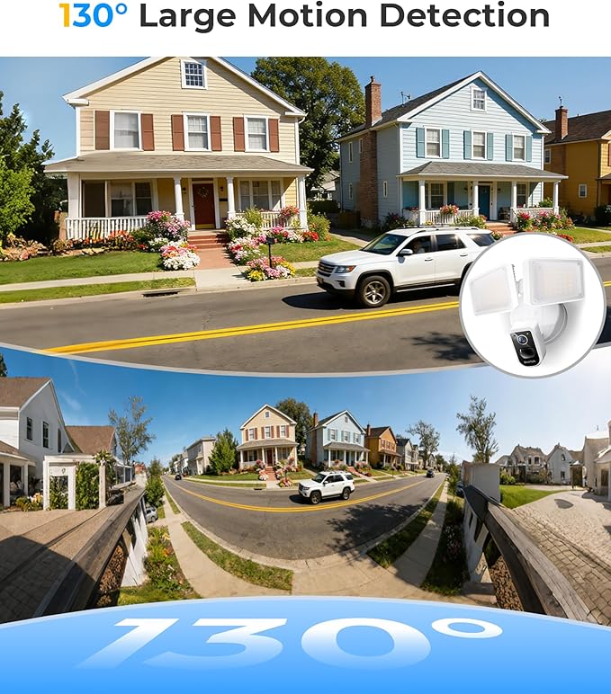 Security Floodlight Camera Outdoor - Flood Lights Camera Wired Motion Lights 2-Way Audio 2K and 150dB Siren 4230 lm 2.4G&5G WiFi Alexa-Compatible 3000-5000K 24/7 Recording for Home Security