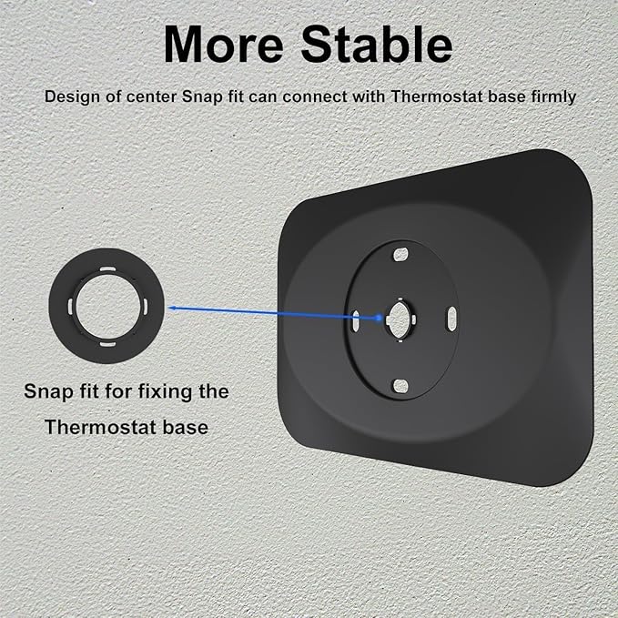 Wall Plate Cover Compatible with Google Nest Learning Thermostat (4th Gen), Practical Trim Kit for Nest Learning Thermostat 4, Snap fit Design, Snap fit Design (Black, 2 Packs)