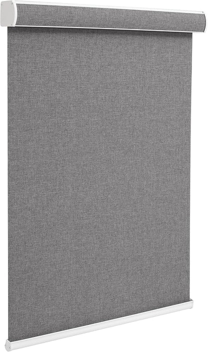 Changshade Custom Size Cordless Roller Shades with Valance, Blackout Roller Shades for Windows Roll-up Fabric Blinds with Thermal Insulated for French Door, Easy Installation Deep Grey