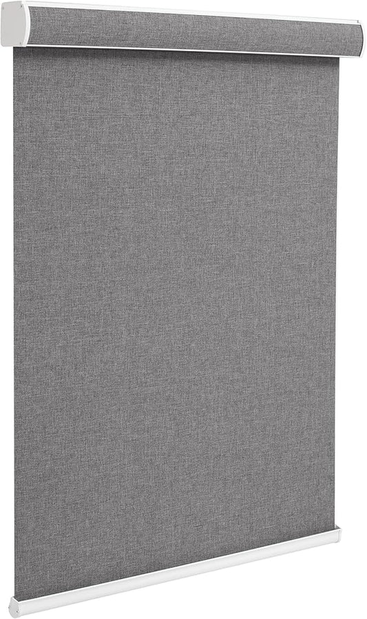 Changshade Custom Size Cordless Roller Shades with Valance, Blackout Roller Shades for Windows Roll-up Fabric Blinds with Thermal Insulated for French Door, Easy Installation Deep Grey