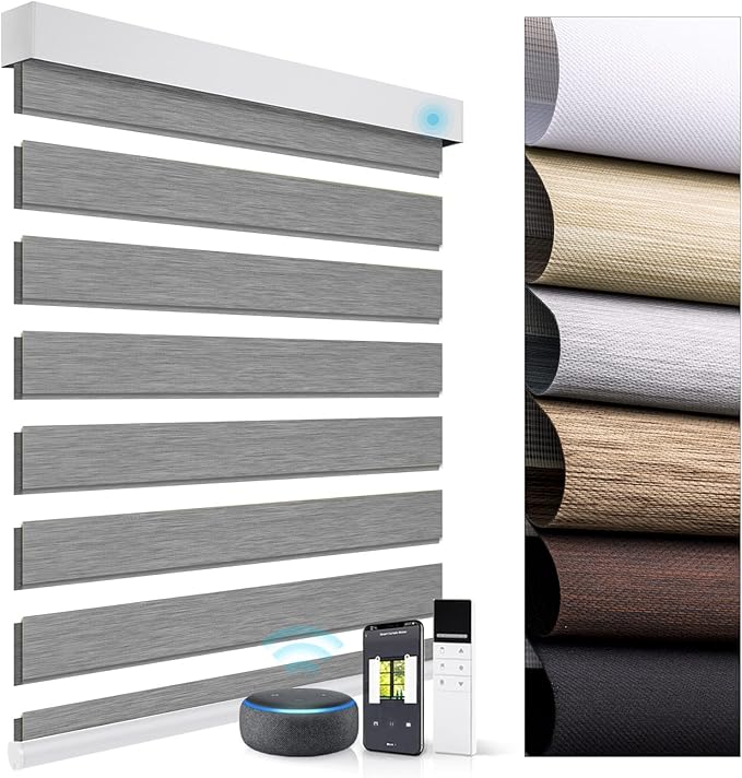 ZSTARR Motorized Blackout Window Blinds Customize Width(25-93 in) Remote Control Wireless Roller Shades Blinds for Windows, Office,Home, Hotel, Club, HD165 Gray
