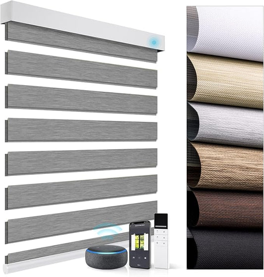 ZSTARR Motorized Blackout Window Blinds Customize Width(25-93 in) Remote Control Wireless Roller Shades Blinds for Windows, Office,Home, Hotel, Club, HD165 Gray