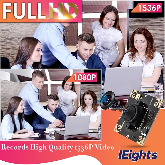 ELP USB Camera WDR H.264 3megapixel 1536p Camera Module for Computer,3mp AR0331 Camera Module with Microphone Mini UVC USB2.0 Webcam Board,WDR 100db 3.7mm Pinhole Hidden USB Camera Module for Most OS