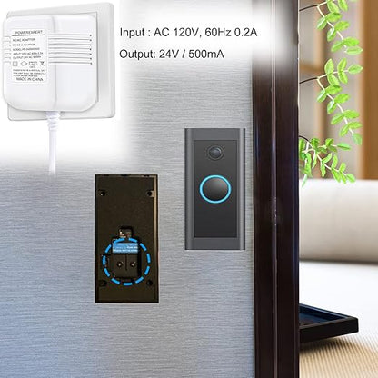 Doorbell Transformer, AC 24 Volt Transformer for Ring C Wire Adapter Thermostat Cord Compatible with Ring Doorbell, Wyze, Nest Ecobee, Honeywell, Eufy and Nest Hello Video Doorbells, White