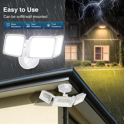 Onforu 100W Smart Flood Lights Outdoor, 3 Adjustable Heads, 9000LM Dimmable Hardwired Security Light, WiFi Alexa Control Floodlight, 2700K-6500K Tunable