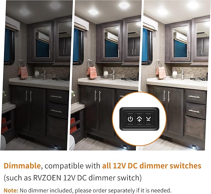 RVZONE 4.5 Inch RV Boat Recessed LED Ceiling Light 12 Volt LED RV Puck Light Cool White, 12V RV Interior Lighting Downlight for Under Cabinet Camper Van Truck Boat Yacht