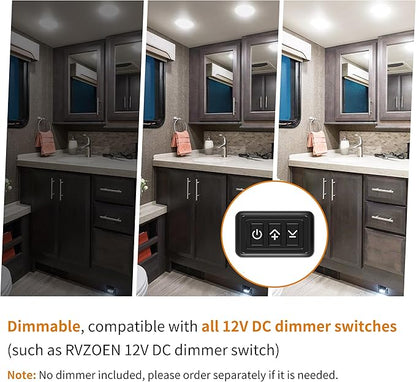 RVZONE 4.5 Inch RV Boat Recessed LED Ceiling Light 12 Volt LED RV Puck Light Cool White, 12V RV Interior Lighting Downlight for Under Cabinet Camper Van Truck Boat Yacht