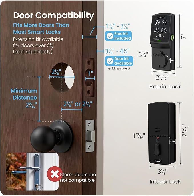 Lockly Secure Plus, Keyless Entry Door Lock, Smart Locks for Front Door, Smart Lock Deadbolt, PIN Genie® Keypad, 3D Biometric Fingerprint Sensor, Auto Lock Smart Door Lock