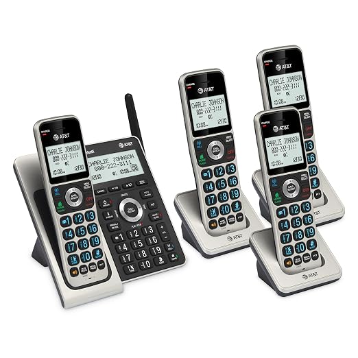 AT&T BL3107-4 DECT 6.0 4-Handset Cordless Phone, Titanium Black | Bluetooth Connect to Cell, Smart Call Blocker, Digital Answering System, Extended Range, Big Buttons