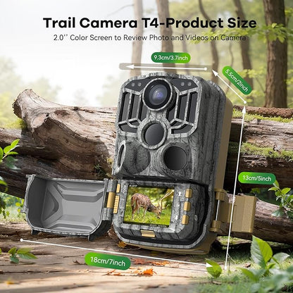 DEATTI 2 Pack Trail Camera 48MP 4K: Game Camera with Night Vision Motion Activated for Wildlife Deer Outdoor 0.1s Trigger Time