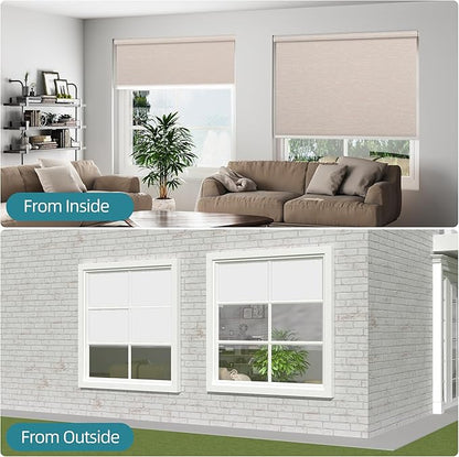 Changshade Custom Size Cordless Roller Shades, Blackout Roller Window Blinds with Thermal Insulated for Office, Living Room, Bedroom, Kitchen, Brown