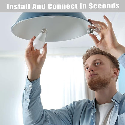 HVS Smart Light Bulbs, 5 Packs 9W A19 E26 Dimmable Tunable Cool Warm White LED Light Bulb 2500k-6500k, APP Control 2.4GHz WiFi(Only) Bluetooth Assist Connection, Work with Alexa/Google Assistant