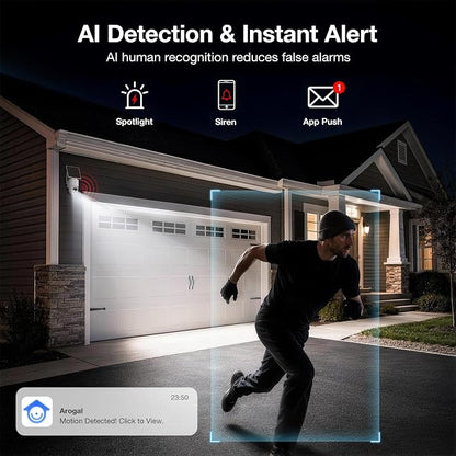 Tical Solar Security Cameras Wireless Outdoor 2 Pack, 4MP, 24/7 Recording