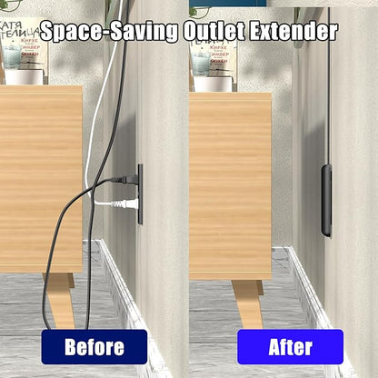 CABOCASA 3FT Ultra Flat Plug Extension Cord Power Strip with 3 Outlets, Patented Detachable Ultra-Thin Outlet Cover Concealer & Ultra-Flat Plug, Max. 13A 125V 1625W ETL Listed, Black Color