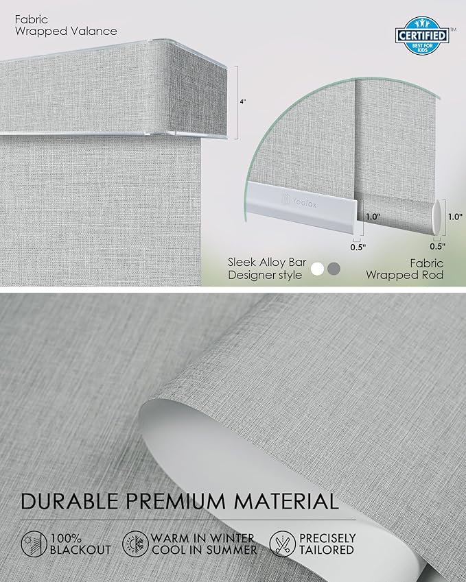 Yoolax Custom XL Smart Sliding Door Blinds, Motorized Sliding Panel Blinds Compatible with Alexa, Fabric Blackout Vertical Rechargeable Battery Shades for Glass Doors(Foggy White)