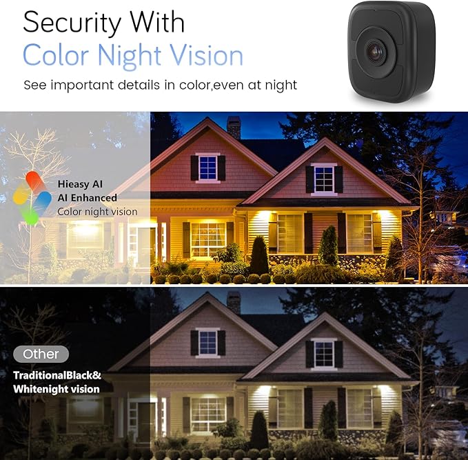 HIEASY 8MP 4K Window Security Camera, 2.4/5GHz Dual-Band WiFi Glass-Mount Camera, Anti-Reflection Night Vision, AI Human Detection, 24/7 Continuous Recording, 32GB SD Card Included, Black (4K-Black)