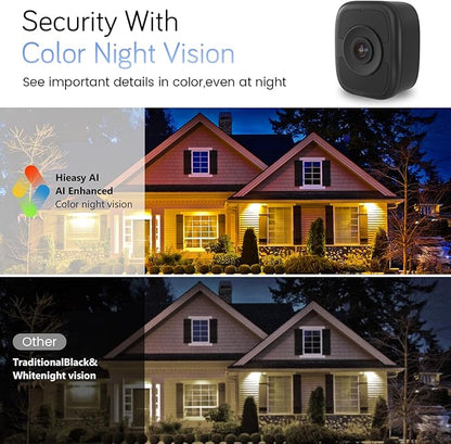HIEASY 8MP 4K Window Security Camera, 2.4/5GHz Dual-Band WiFi Glass-Mount Camera, Anti-Reflection Night Vision, AI Human Detection, 24/7 Continuous Recording, 32GB SD Card Included, Black (4K-Black)