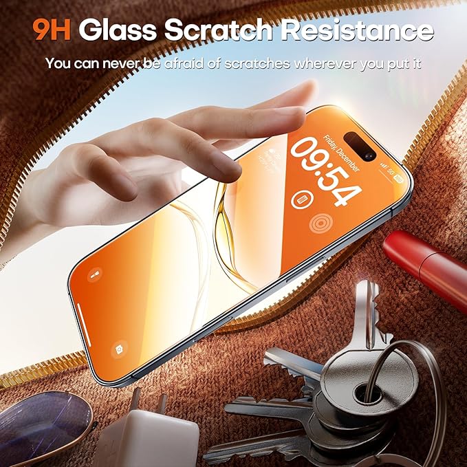 TOCOL for iPhone 17 Screen Protector 6.3 inch 9H Hardness Military Grade Shatterproof HD Tempered Glass for Full Coverage Protection 2 Pack