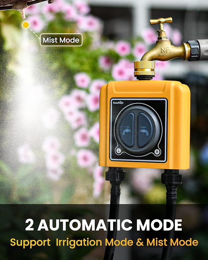 RAINPOINT WiFi Hose Timer, Smart Water Timer for Garden, Drip Irrigation Controller System with Wi-Fi Hub Automatic Manual Watering, Alexa APP Voice Control