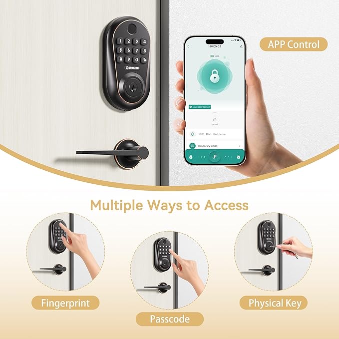 IronZon Electronic Keyless Door Lock with Keypad, Gold