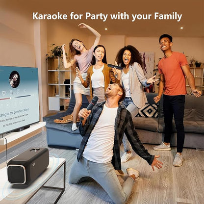 Karaoke Machine for TV with Dual Wireless Microphones, 6-Speaker Home Karaoke System, Screen Casting & HDMI 1080P Output,3D Surround Sound with DSP Audio, AI Hearing Protection for Kids & Family Party
