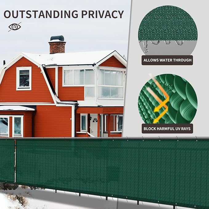 LOVE STORY Custom Size 3'x4' Dark Green Balcony Privacy Screen,UV Block Privacy Fence Screen,90% Shield for Outdoor Pool Garden Apartment Railing