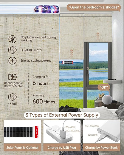 Kincmo Motorized Blinds with Remote, Light Filtering Roller Shades Work with Apple Homekit,Alexa,Google Home, Custom Electric Blinds with App,Voice Control (75% Blackout Linen Stone)