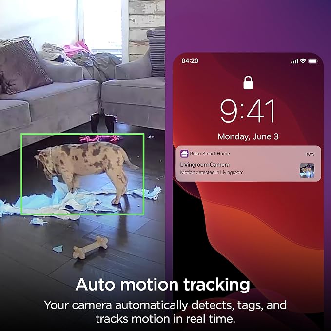 Roku CS1000R Smart Home Indoor Camera SE - Wired Security Camera with Motion & Sound Detection