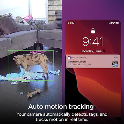 Roku CS1000R Smart Home Indoor Camera SE - Wired Security Camera with Motion & Sound Detection