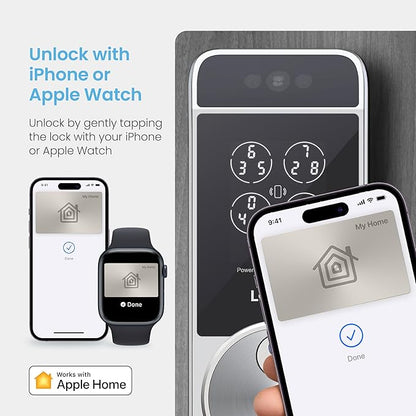 Lockly Visage Zeno Series Smart Lock, Facial Recognition & Fingerprint Keyless Entry Door Lock, Built-in Wi-Fi Deadbolt with Apple Home Key, PIN Genie Keypad, App Remote Control, Easy Installation