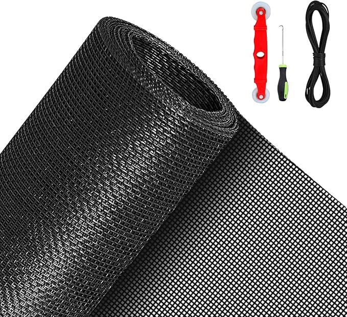 QWR Pet Proof Window Screen Replacement Kit, 39"x118" Durable High Hardness Screen Mesh Replacement Window Screens Repair Kit for Sliding Screen Door,Patio and Windows.(Folded Package with Tool Kit)