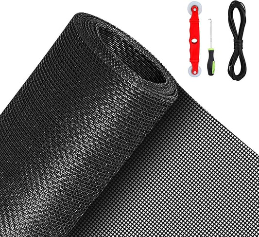 QWR Pet Proof Window Screen Replacement Kit, 39"x118" Durable High Hardness Screen Mesh Replacement Window Screens Repair Kit for Sliding Screen Door,Patio and Windows.(Folded Package with Tool Kit)