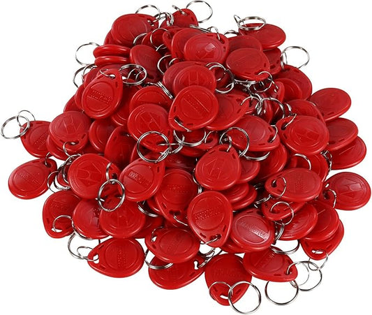 125khz RFID Smart EM ID Read Only Entry Access Keyfob Tag Token Keychain Card (100 Pack) (Red)