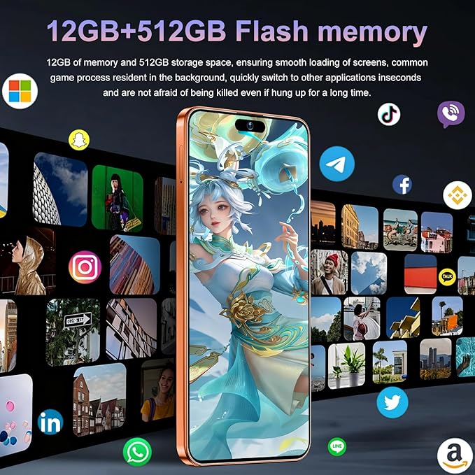 17PM Smartphone: Snapdragon 8 Gen 3, 12GB RAM + 512GB Storage, 7000mAh Battery, 6.99-inch Display, 68MP+108MP Camera, Android 15, 5G, Dual SIM - Superior OS Outperforms Competitors (Orange)