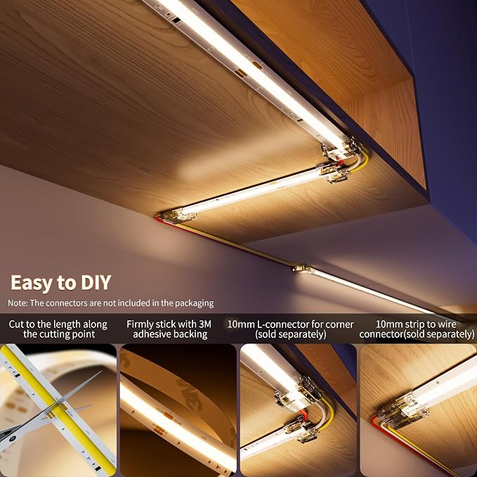 PAUTIX COB LED Strip Lights Addressable 2700K-6500K Chasing White Light CCT Smart IC Tunable Tape Lights 16.4ft Super Bright Dimmable,Alexa Voice Control,for Under Cabinet Bedroom Kitchen DIY Lighting