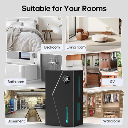 Dehumidifier, Dehumidifiers for Home(1000sq.ft), 98 OZ Water Tank, Dehumidifier Washable Air Filter, Dehumidifiers for Basement Bedroom Bathroom, Auto Shut Off, Timer Setting (black)