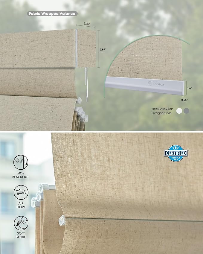 Yoolax Motorized Roman Shades with Remote, Smart Roman Shades for Indoor Windows, Light Filtering Automatic Blinds Work with Alexa, Google, Apple Homekit for Living Room, Customized (Haystack Yellow)