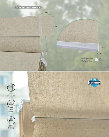 Yoolax Motorized Roman Shades with Remote, Smart Roman Shades for Indoor Windows, Light Filtering Automatic Blinds Work with Alexa, Google, Apple Homekit for Living Room, Customized (Haystack Yellow)