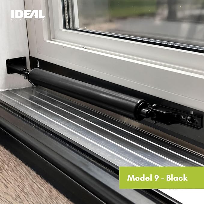 Ideal Security Model 9 Standard Duty Pneumatic Storm and Screen Door Closer, 10.5" L x 1.25" W x 1.25" H, Adjustable Speed, Smooth Closing for Lightweight to Medium Doors, Easy Install, Black