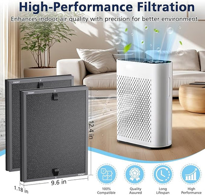 4 Packs HAP602 Replacement Filters for ECOSELF HAP602/ HAP602WF Air Purifi-er, 3-IN-1 HAP602 Hepa Filter Replacement, High-Efficient Filtration with Activated Carbon